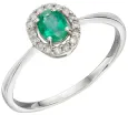 Bague émeraude ovale et diamants  éclat divin  - or blanc 9 carats