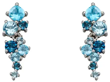 Mon-bijou - D2225a - Boucle d'oreille topaze bleue en or blanc 375/1000