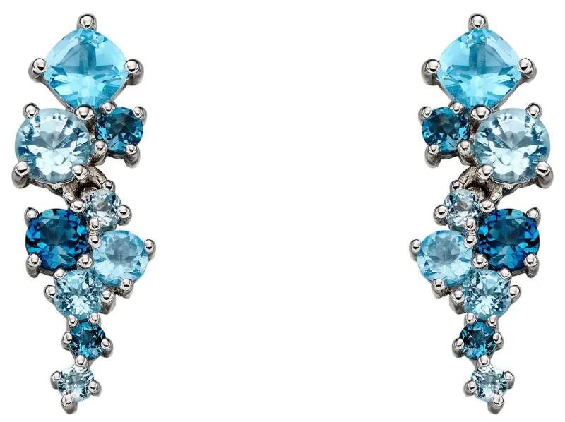Boucles d oreilles boucles or 9k et topaze bleue  éclat d azur