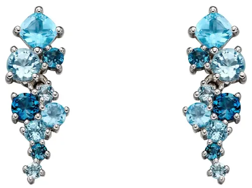 Mon-bijou - D2225a - Boucle d'oreille topaze bleue en or blanc 375/1000