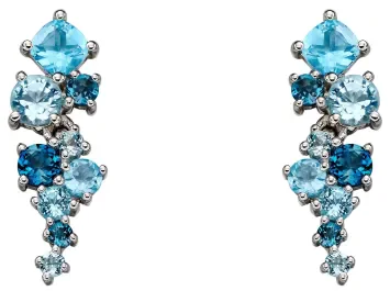 Mon-bijou - D2225a - Boucle d'oreille topaze bleue en or blanc 375/1000