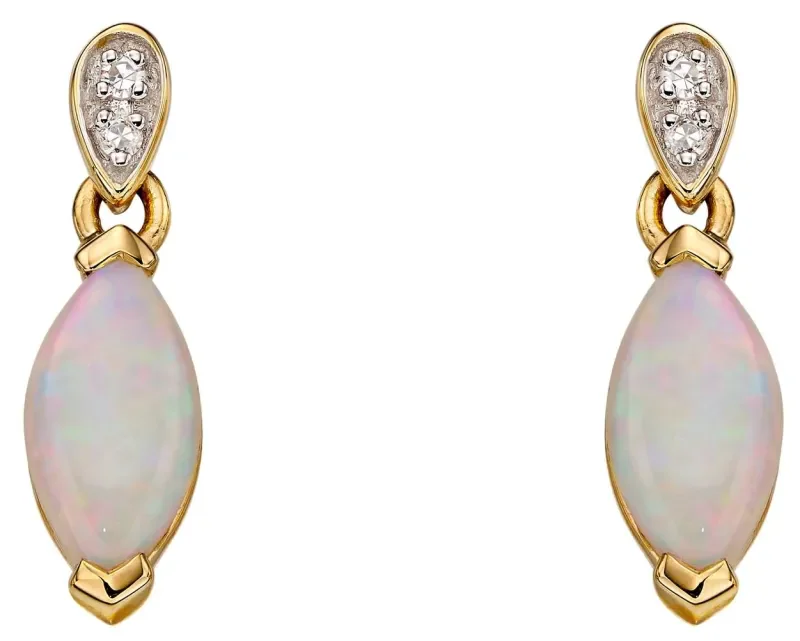 Boucles d oreilles en opale véritable et or 9 carats - céleste