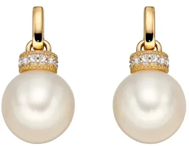 Mon-bijou - D2231 - Boucle d'oreille perle et diamant en or 375/1000