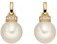 Boucles d oreilles  céleste  - perle de culture, diamant et or 9 carats
