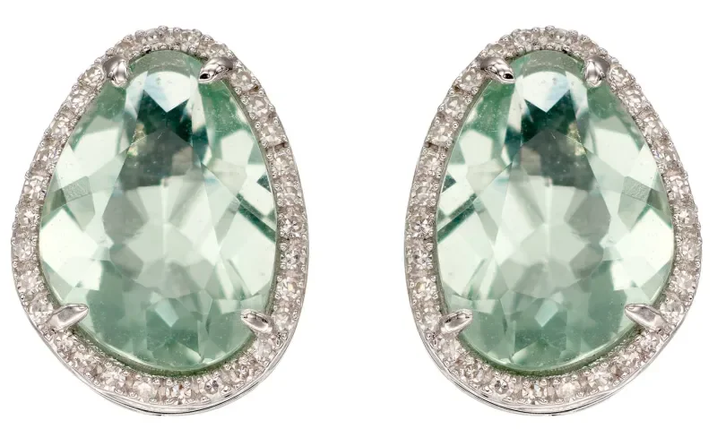 Boucles d oreilles boucles  iris  en or, fluorite et diamant