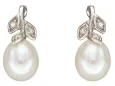 Boucles d oreilles  éclat nacré  - or blanc 9k, perle de culture et diamant
