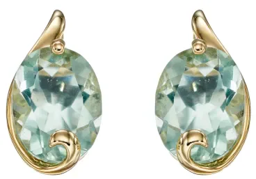 Mon-bijou - D2347 - Boucle d'oreille fluorite sur or jaune 375/1000