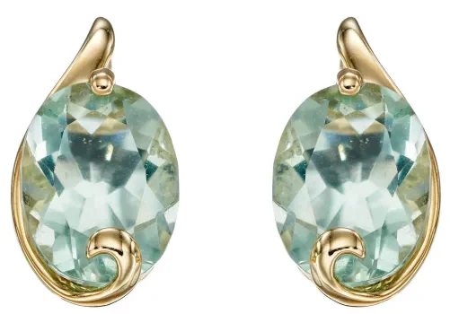 Mon-bijou - D2347 - Boucle d'oreille fluorite sur or jaune 375/1000
