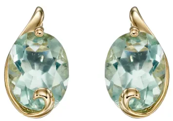 Mon-bijou - D2347 - Boucle d'oreille fluorite sur or jaune 375/1000