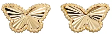 Mon-bijou - D2349 - Boucle d'oreille papillon sur or jaune 375/1000