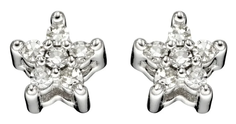Boucles d oreille étoile diamant en or jaune 9 carats