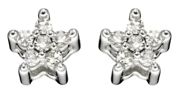 Mon-bijou - D2353 - Boucle d'oreille étoile diamant en or blanc 375/1000