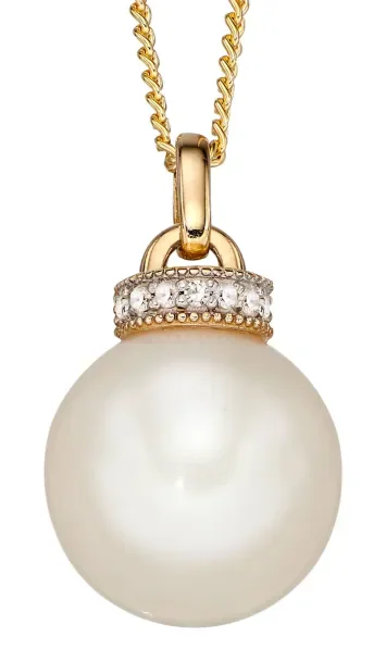 Mon-bijou - D2120 - Collier perle et diamant sur or jaune 375/1000