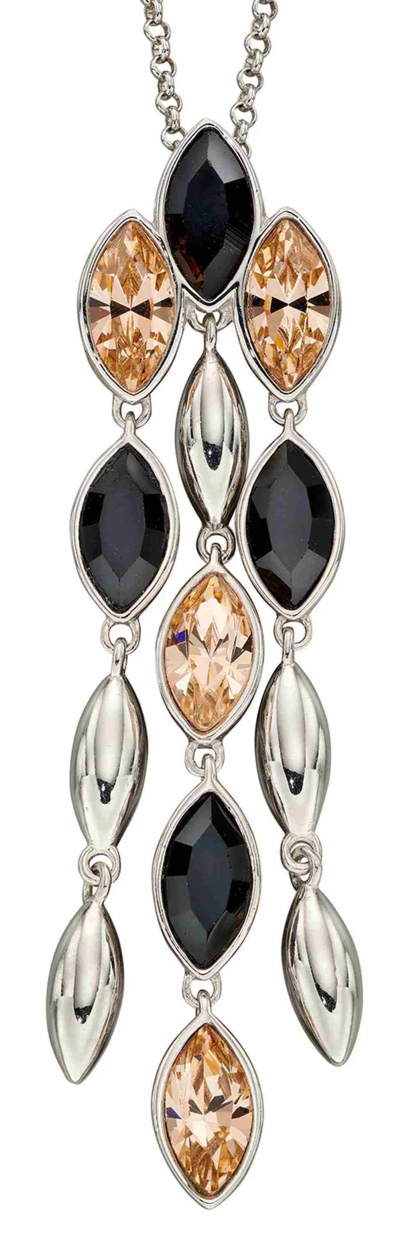 Collier cristal  pêche noir  en argent 925