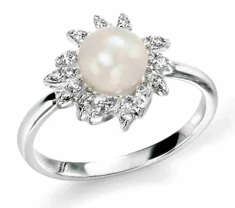 Bague solitaire perle de culture en argent 925