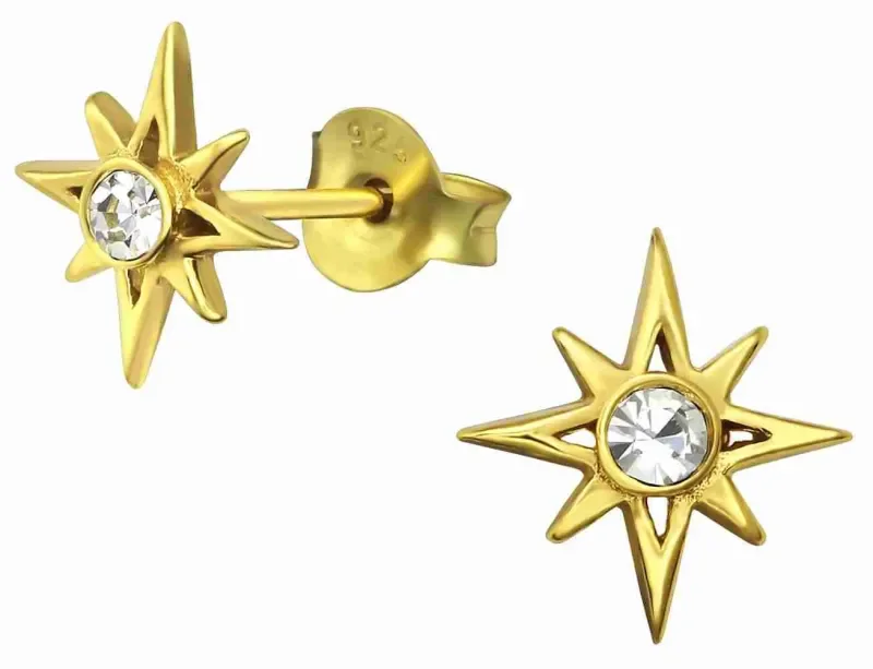 Boucles d oreilles boucles étoile céleste en argent plaqué or 18 carats