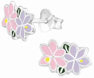 Mon-bijou - H37487 - Boucle d'oreille rose et violette en argent 925/1000