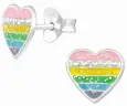 Boucle d'oreille cœur arc en ciel en argent 925