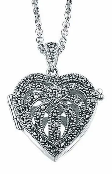 Collier coeur marcassite en argent 925/1000
