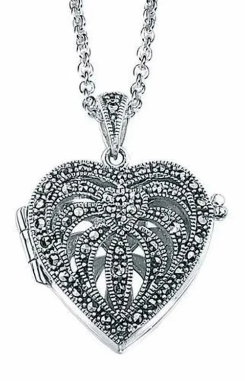 Collier coeur marcassite en argent 925/1000