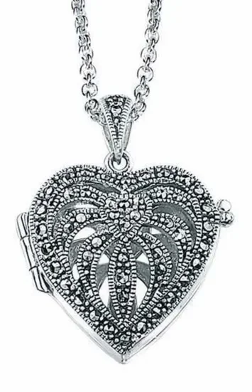 Collier coeur marcassite en argent 925/1000
