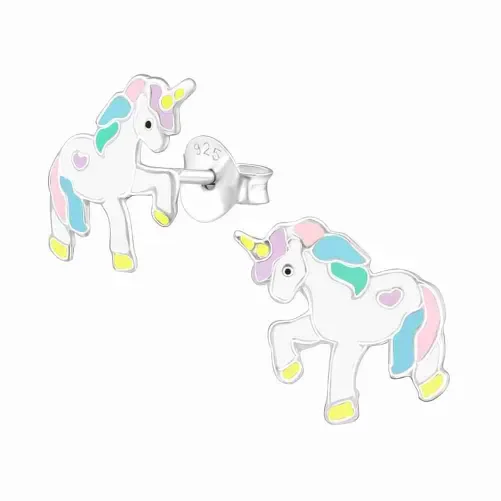 Mon-bijou - H38697 - Boucle d'oreille licorne rose en argent 925/1000