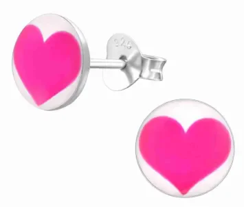 Mon-bijou - H19794 - Boucle d'oreille coeur rose en argent 925/1000