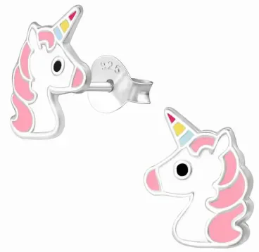 Mon-bijou - H34358 - Boucle d'oreille licorne rose en argent 925/1000
