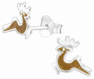 Mon-bijou - H39931 - Boucle d'oreille cerf en argent 925/1000