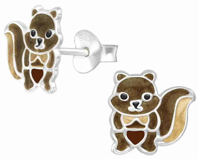 Boucles d oreilles boucles écureuil malicieux en argent 925