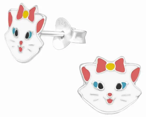 Mon-bijou - H40323 - Boucle d'oreille chat joyeux en argent 925/1000