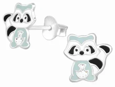 Mon-bijou - H39935 - Boucle d'oreille raton laveur en argent 925/1000