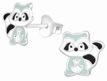 Mon-bijou - H39935 - Boucle d'oreille raton laveur en argent 925/1000