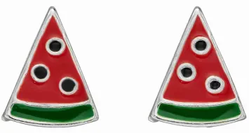 Mon-bijou - D2064b - Boucle d'oreille pastéque en argent 925/1000