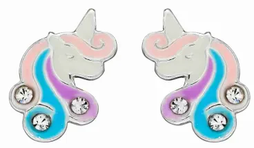 Mon-bijou - D2072c - Boucle d'oreille licorne princesse en argent 925/1000