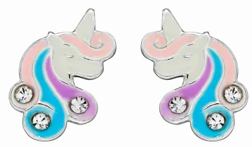 Mon-bijou - D2072c - Boucle d'oreille licorne princesse en argent 925/1000
