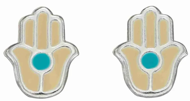 Boucles d oreilles main de fatma en argent massif 925 - khamsa protectrice