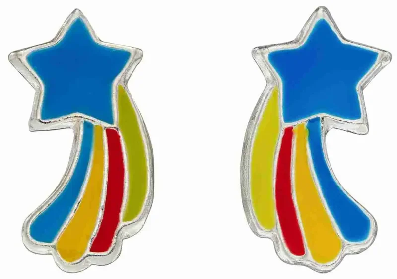 Boucles d oreilles étoile céleste en argent 925 cristaux arc-en-ciel