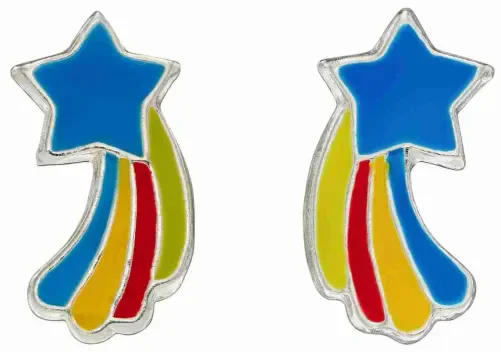 Boucles d oreilles étoile céleste en argent 925 cristaux arc-en-ciel
