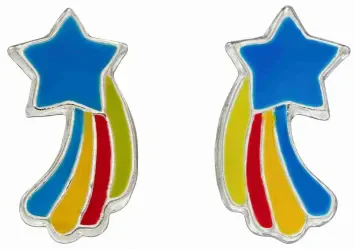 Mon-bijou - D2080b - Boucle d'oreille étoile filante arc en ciel en argent 925