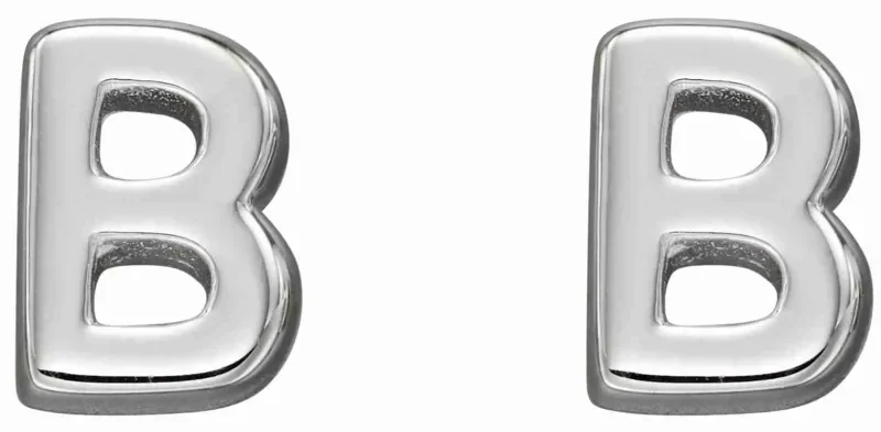 Boucles d oreille initiale  b   argent 925 rhodié  bijou personnalisé