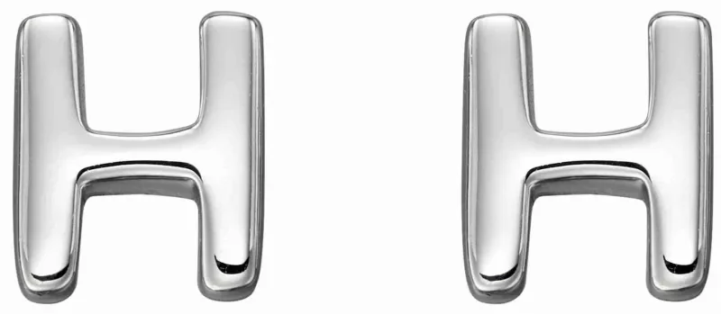 Boucles d oreilles  signature h  en argent massif 925 poinçonné