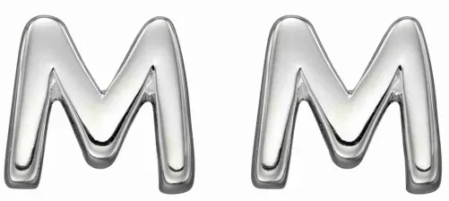 Boucles d oreilles lettre m en argent 925 rhodié
