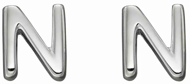 Boucles d oreille lettre n en argent 925 rhodié