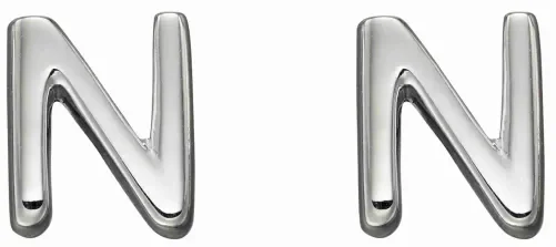 Mon-bijou - D6031 - Boucle d'oreille lette N en argent 925/1000