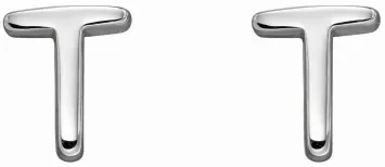 Mon-bijou - D6037 - Boucle d'oreille lettre T en argent 925/1000