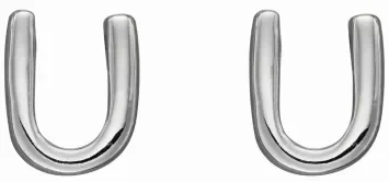 Mon-bijou - D6038 - Boucle d'oreille lettre U en argent 925/1000