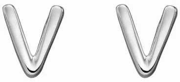 Mon-bijou - D6039 - Boucle d'oreille lettre V en argent 925/1000
