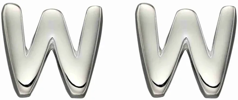 Boucles d oreilles boucles lettre w en argent 925 rhodié ✨