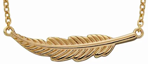 Mon-bijou - D4458 - Collier plume plaqué or en argent 925/1000
